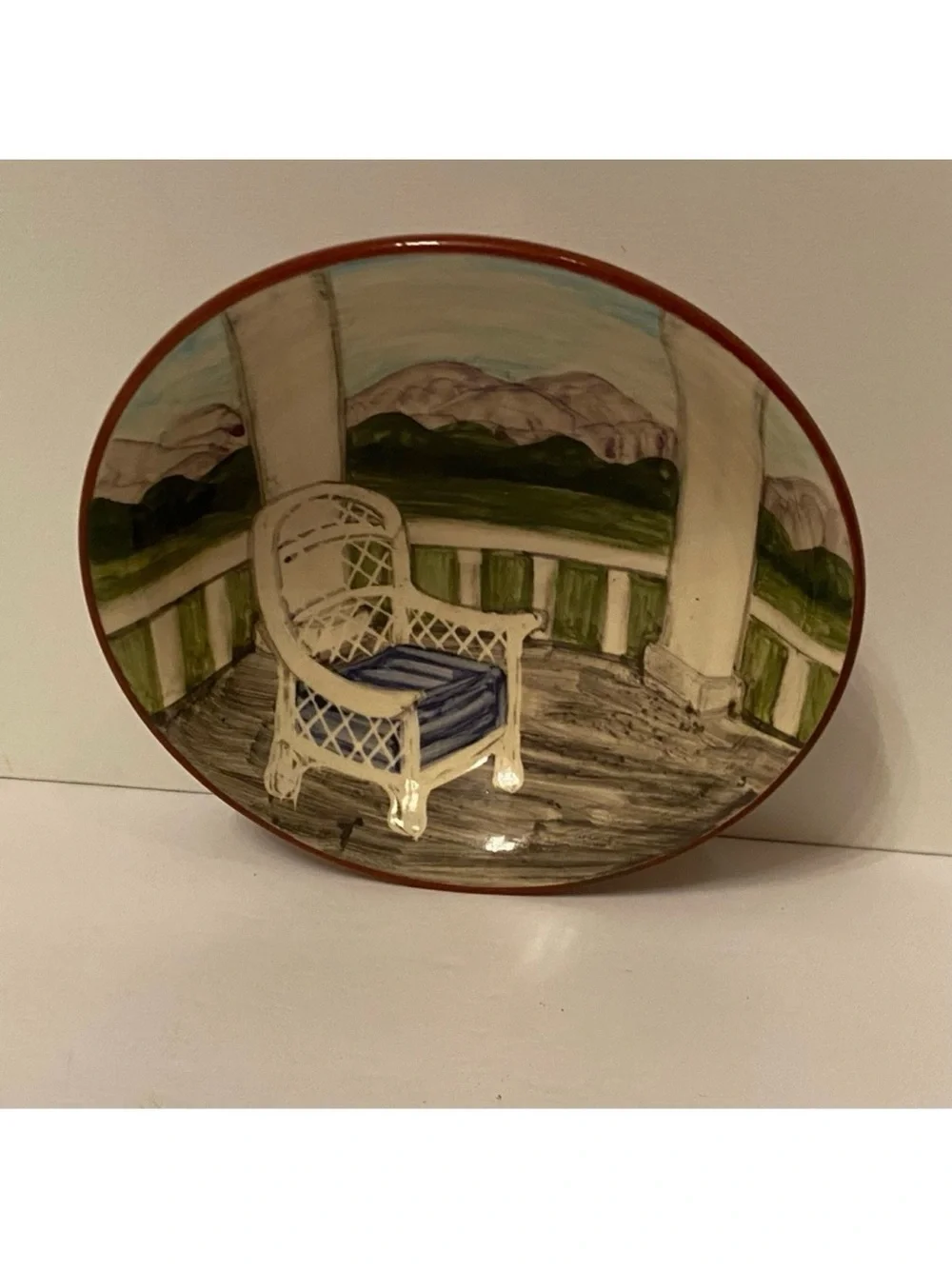 LIZ LAWRENCE STUDIO ART POTTERY TERRACOTTA BOWL HAND MADE MOUNTAIN PORCH HOME